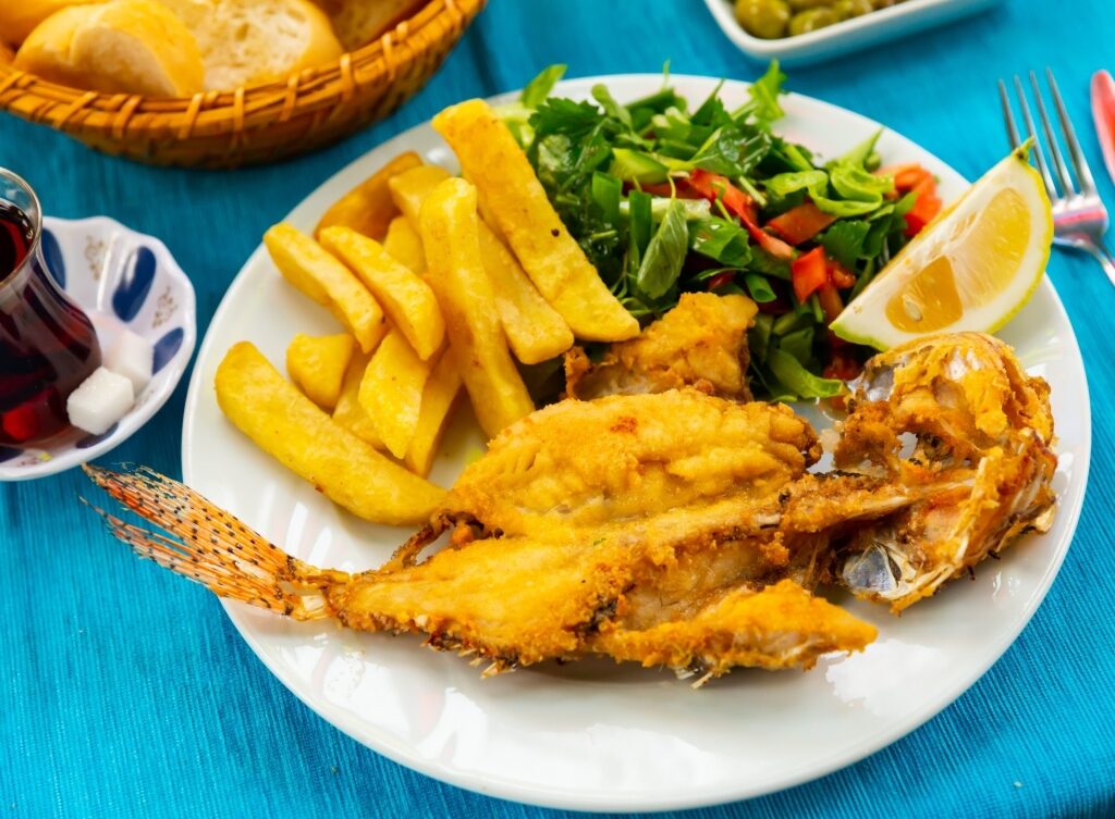 Fried lionfish on a plate