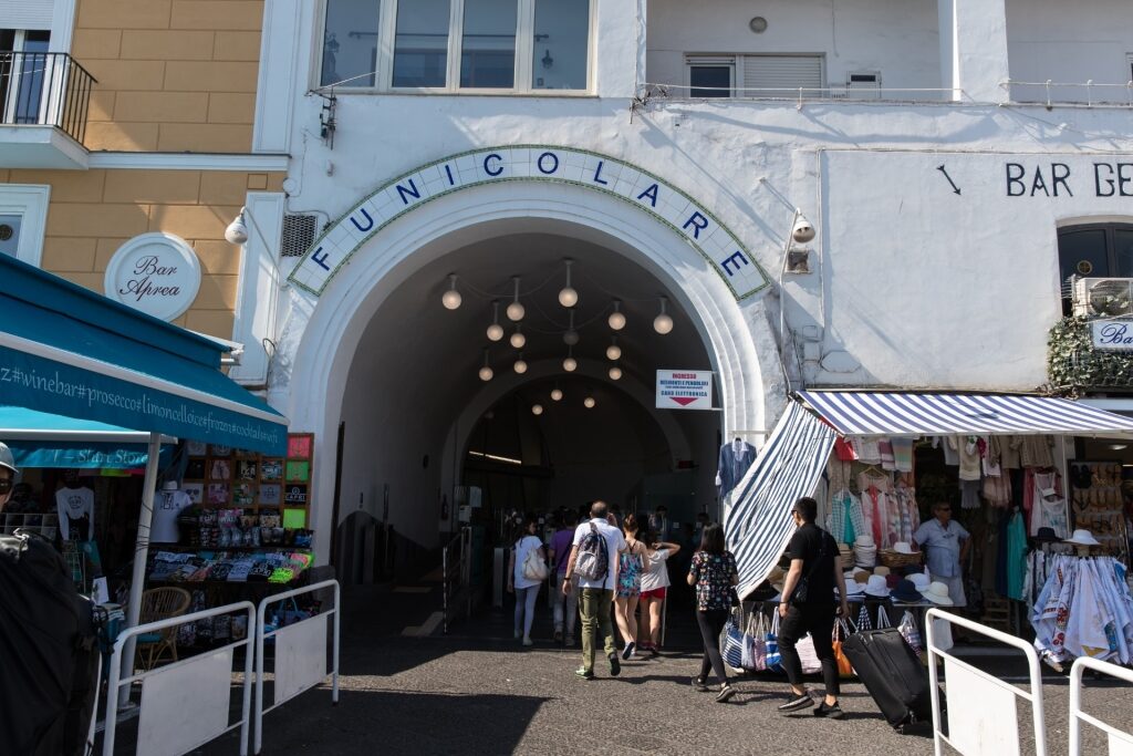 Entrance to the funicular in Capri