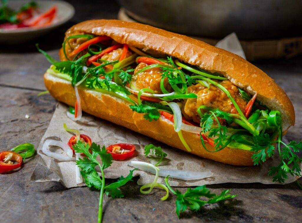 Bánh mì with meatballs