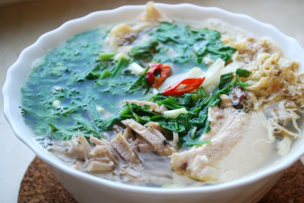 Bowl of warm bún thang