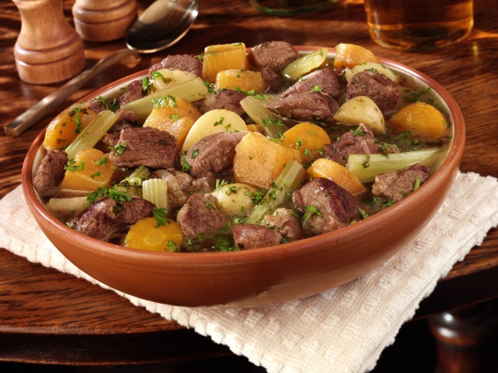 Hearty Welsh cawl in a bowl