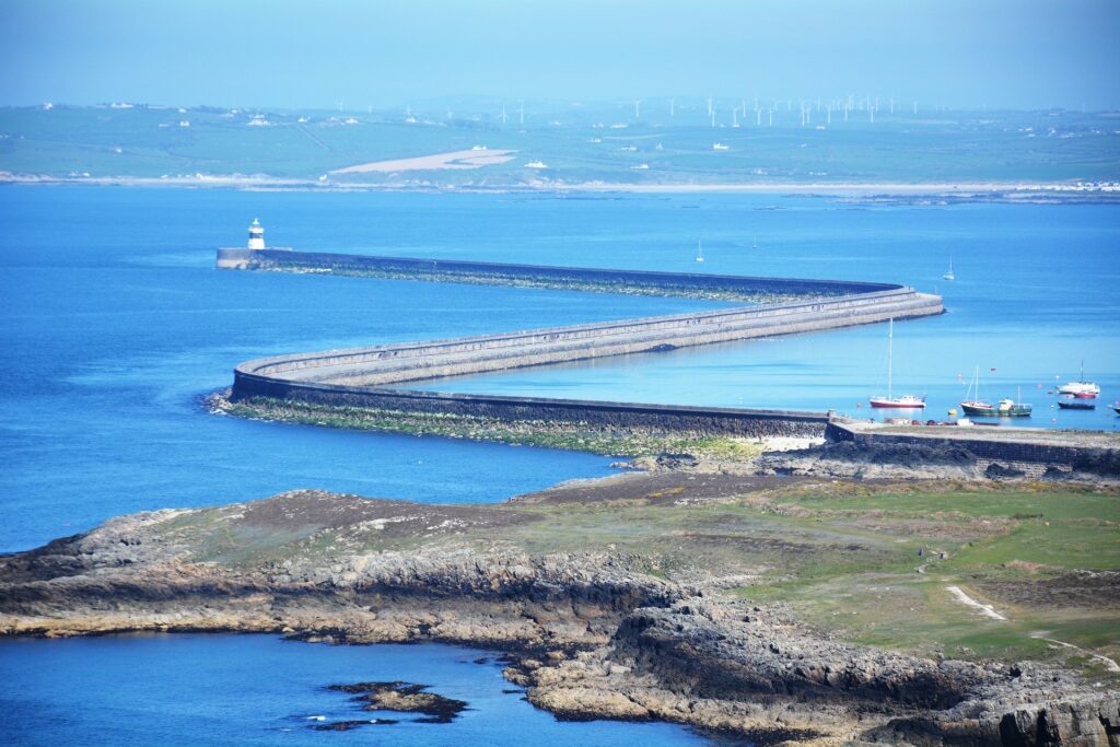 Aerial view of the Holyhead Breakwater