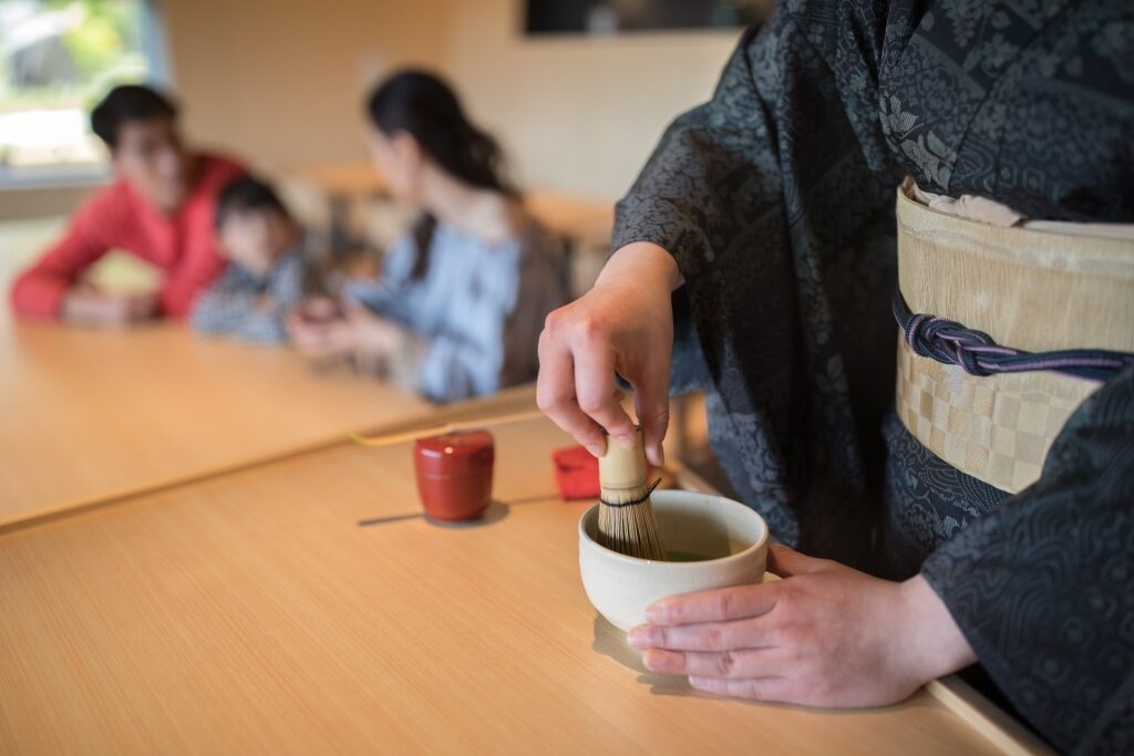 Green tea demonstration in Japan