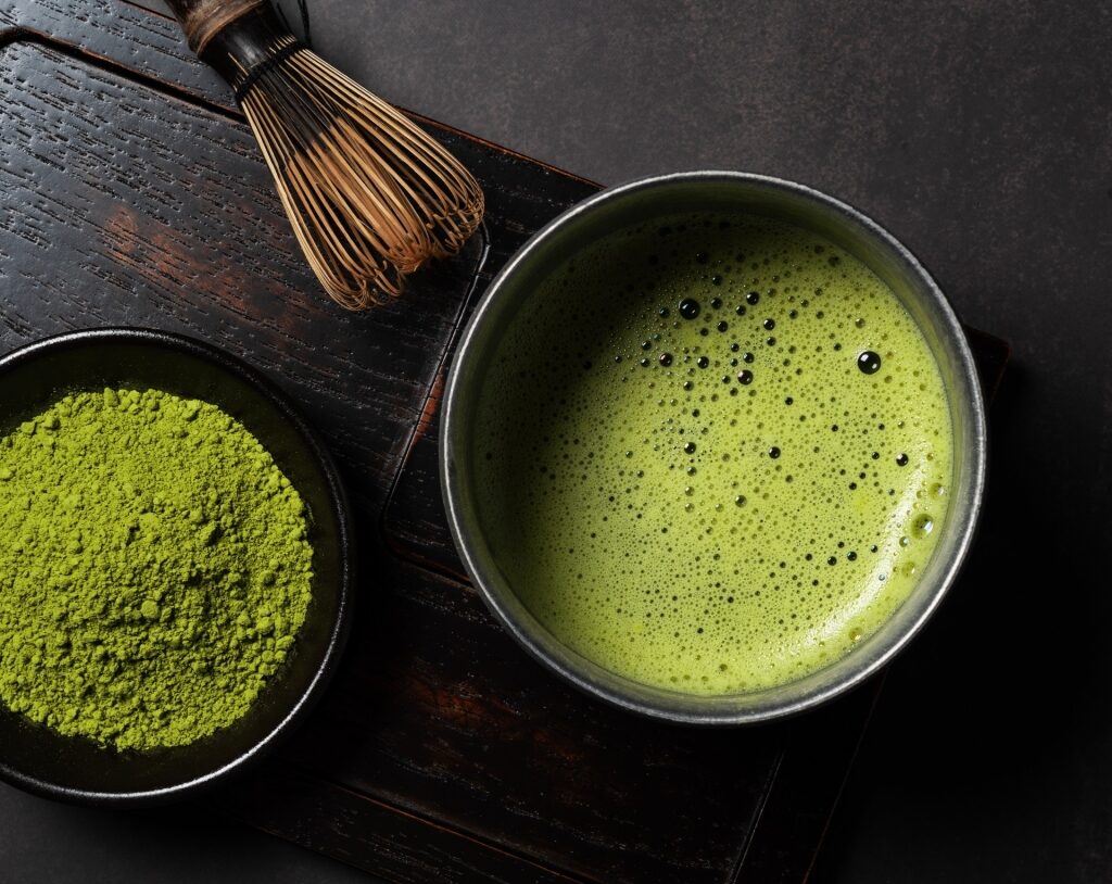 Matcha green tea in a cup