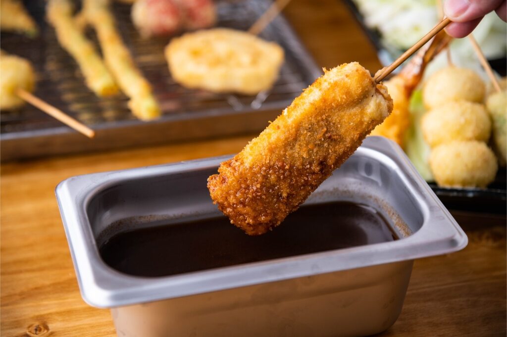 Kushikatsu with dipping sauce