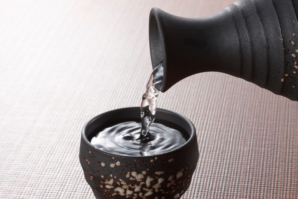 Sake poured into a cup