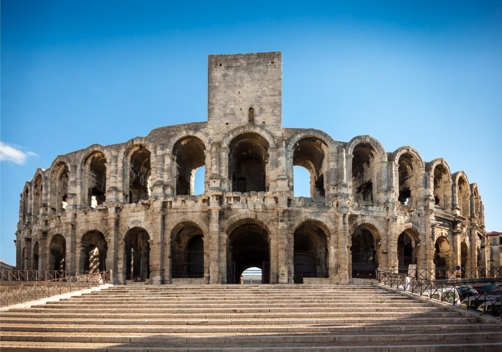 Historic site of Roman Amphitheater in Arles, France