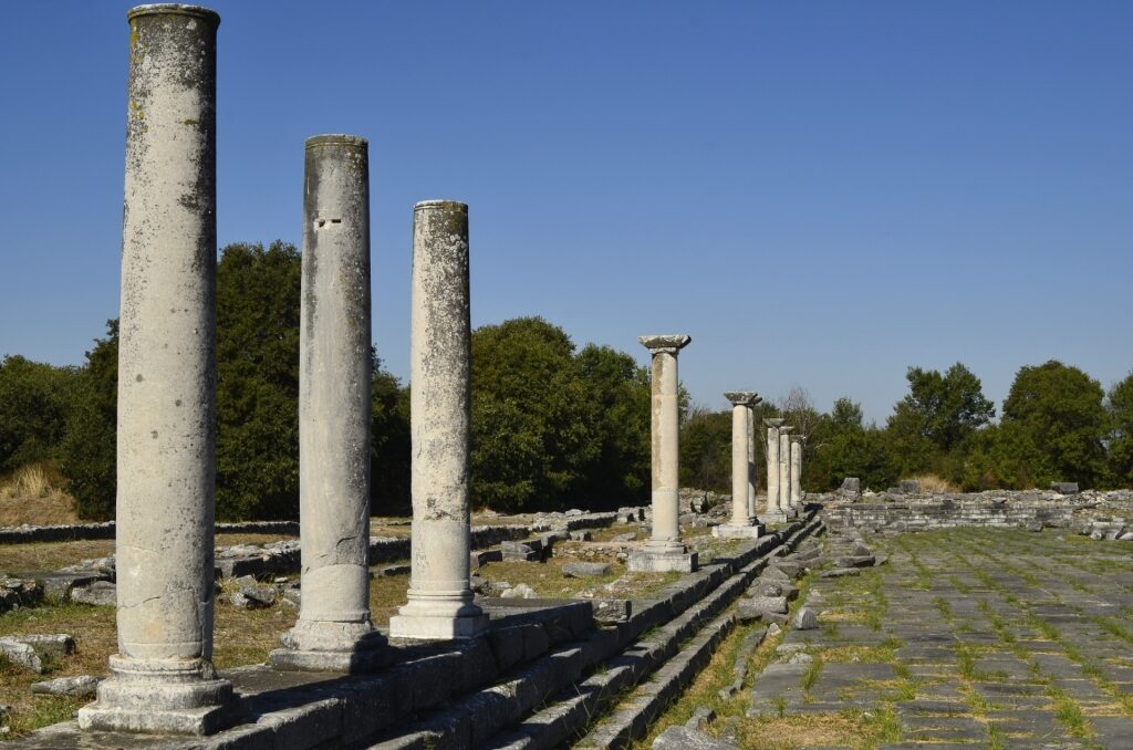 Historic site of Roman Forum in Philippi, Greece