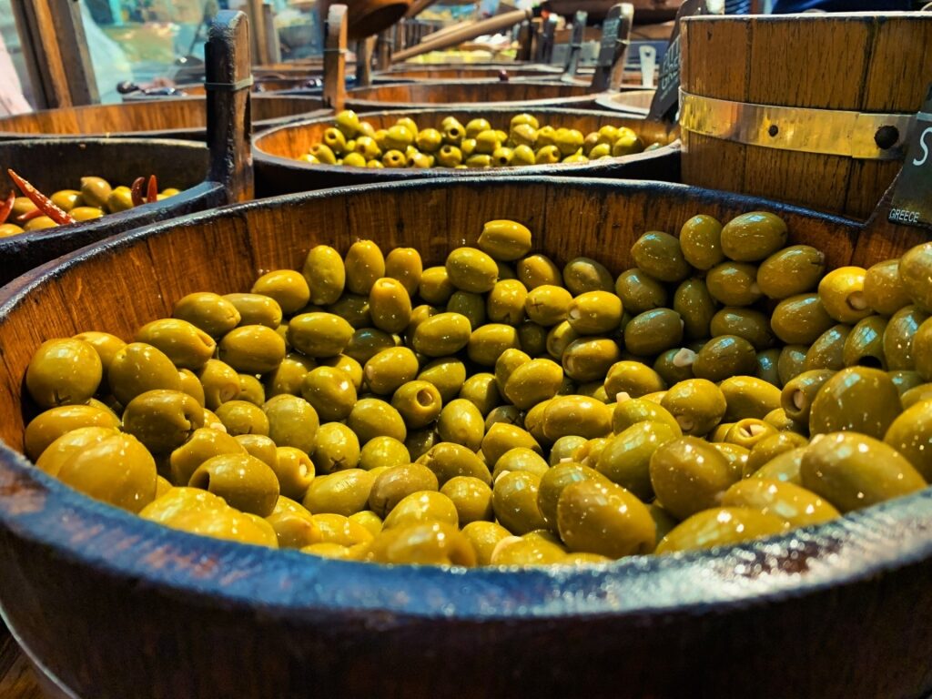 Olives inside the English Market, Cork