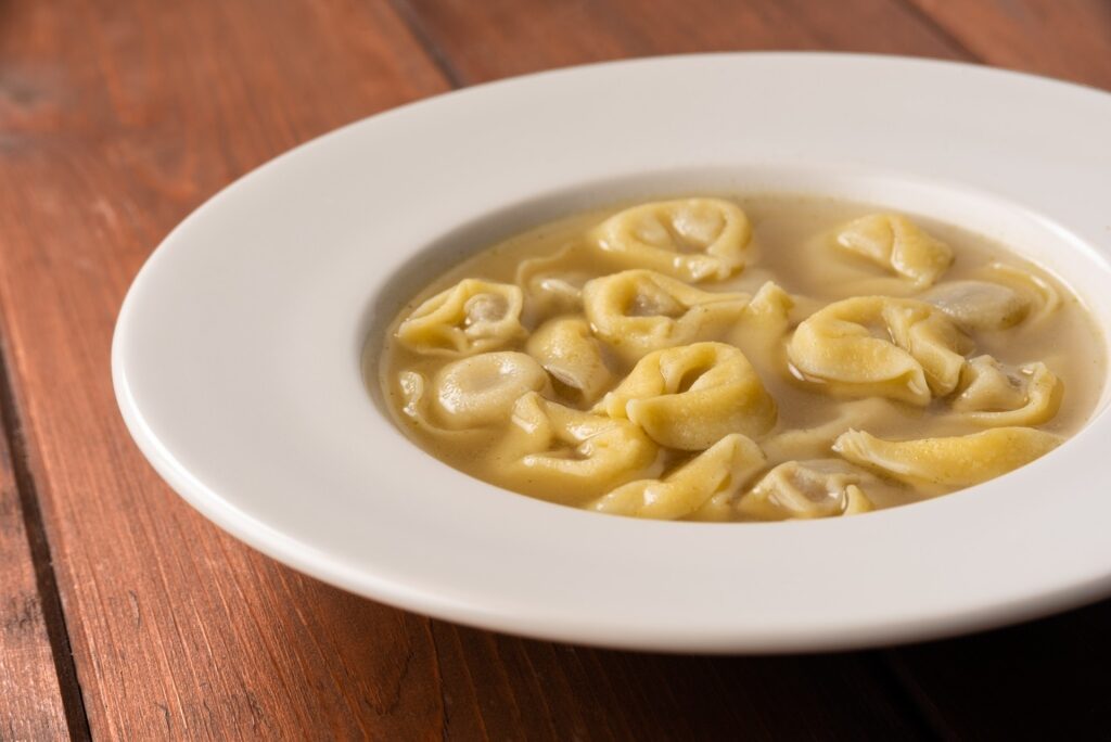 Plate of tortellini in brodo