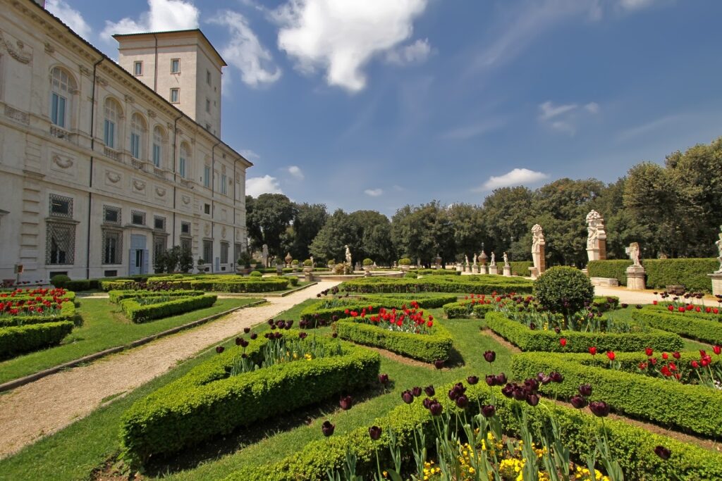 Lush landscape of Villa Borghese, Rome