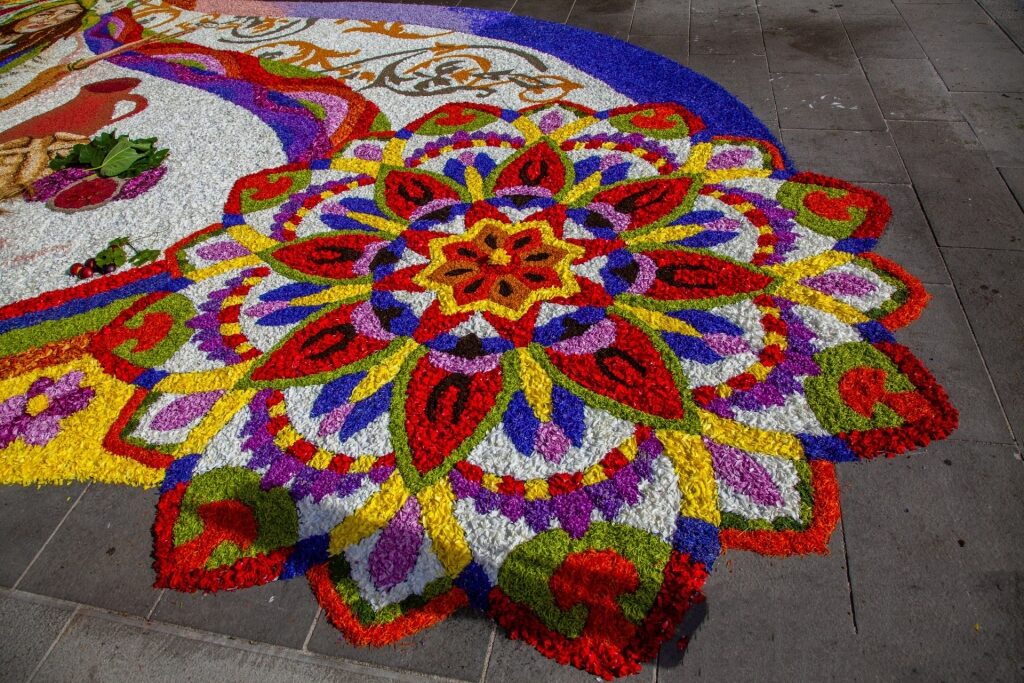 Flowers during Infiorata festival in Italy