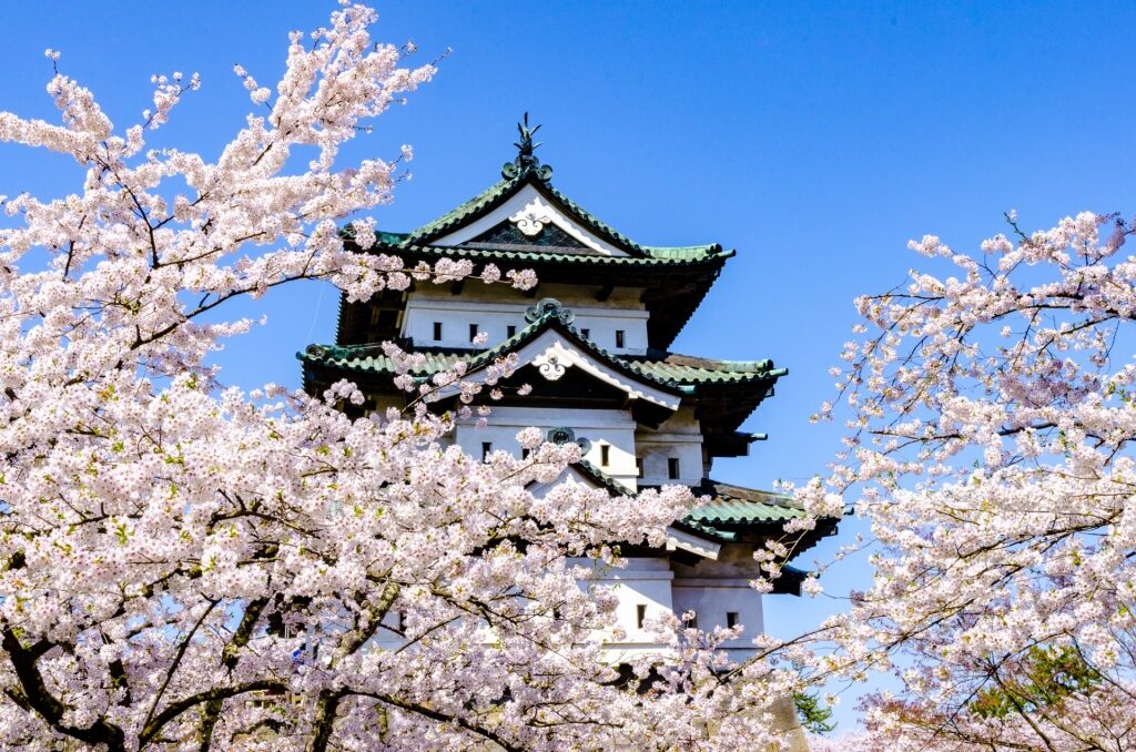 Majestic exterior of Hirosaki Castle, Aomori