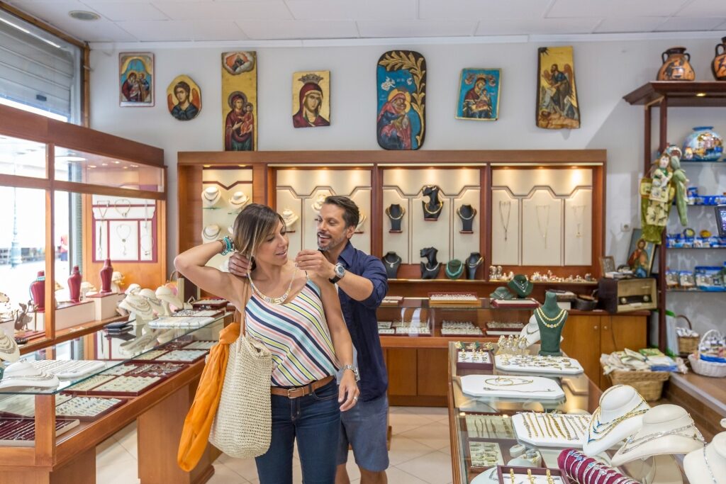 Couple in a jewelry store in Olympia