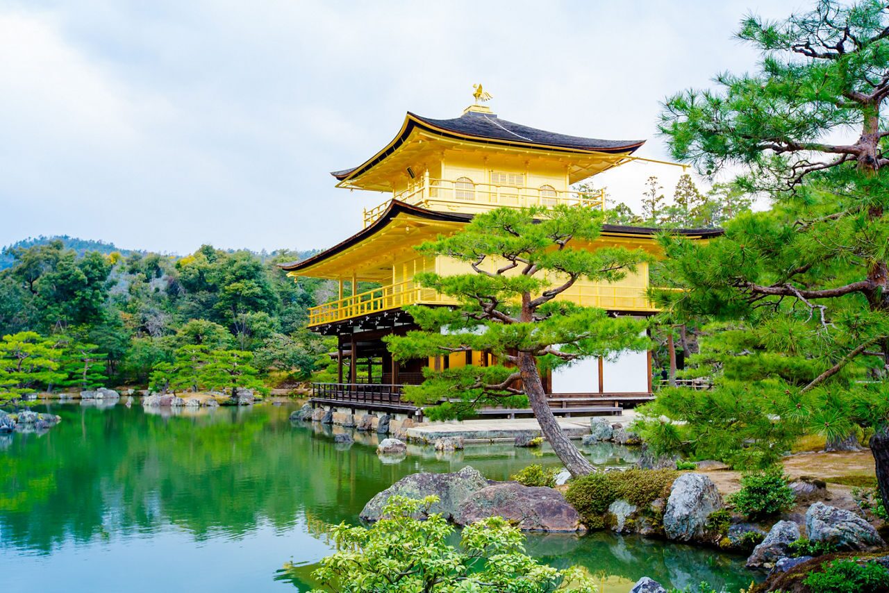 Golden Pavilion called Kinkakuji Temple in Kyoto, Japan